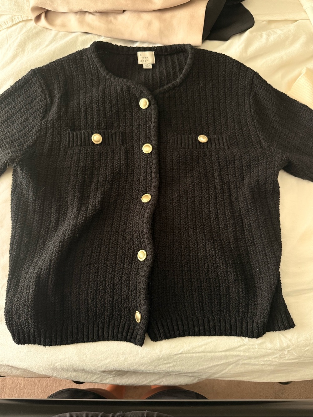 a new day Black Knit Cardigan with Gold Buttons